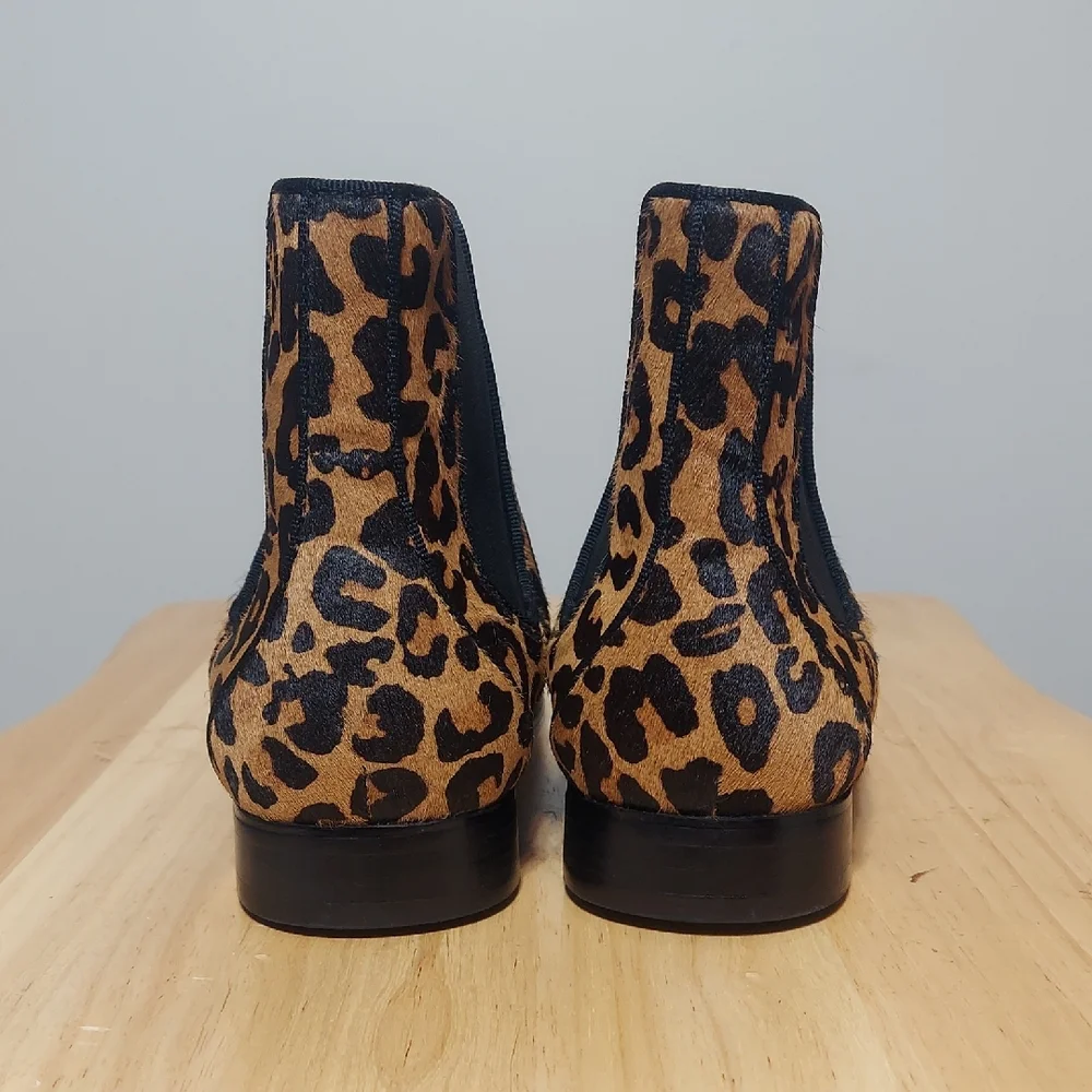 INC International Concepts Thames Cheetah Calf Hair Chelsea Boots Men's Size 10